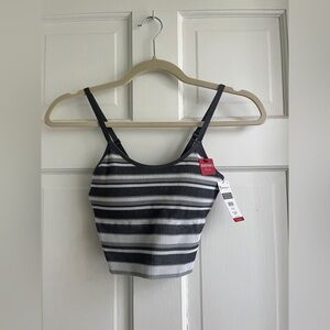 NWT Grey Striped Tank w/ Built-In Bra - Size S